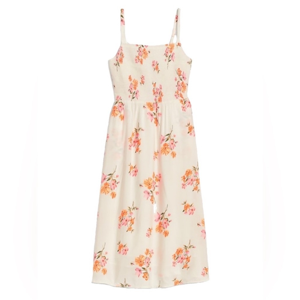 Old Navy smocked white floral cami dress
